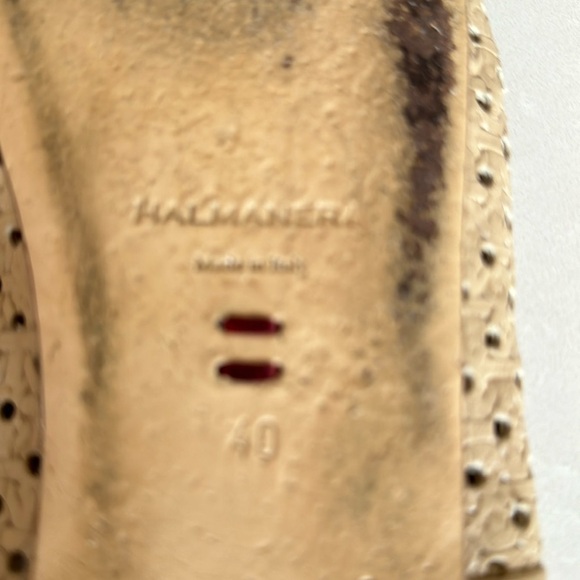 Halmanera Tan Laser Cut Accents Italian Leather Mules Size 9.5 - Picture 7 of 10